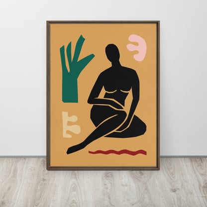 Framed Canvas Print Seated Woman Figure - Mirfia