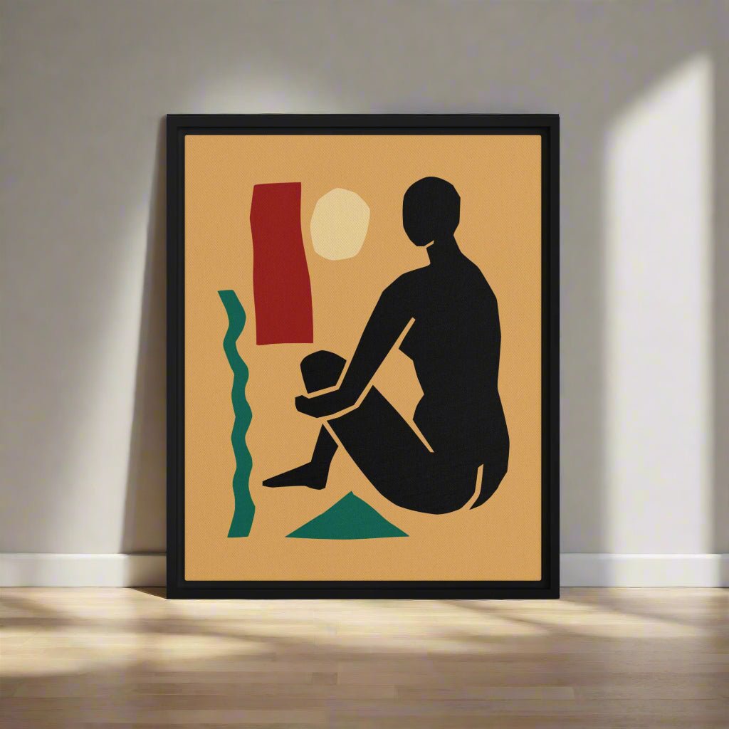 Framed Canvas Print Seated Woman Silhouette - Mirfia