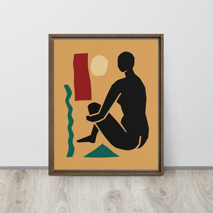 Framed Canvas Print Seated Woman Silhouette - Mirfia