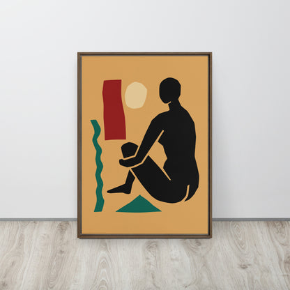 Framed Canvas Print Seated Woman Silhouette - Mirfia
