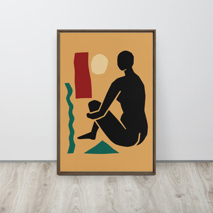 Framed Canvas Print Seated Woman Silhouette - Mirfia