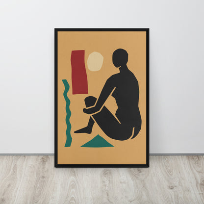 Framed Canvas Print Seated Woman Silhouette - Mirfia