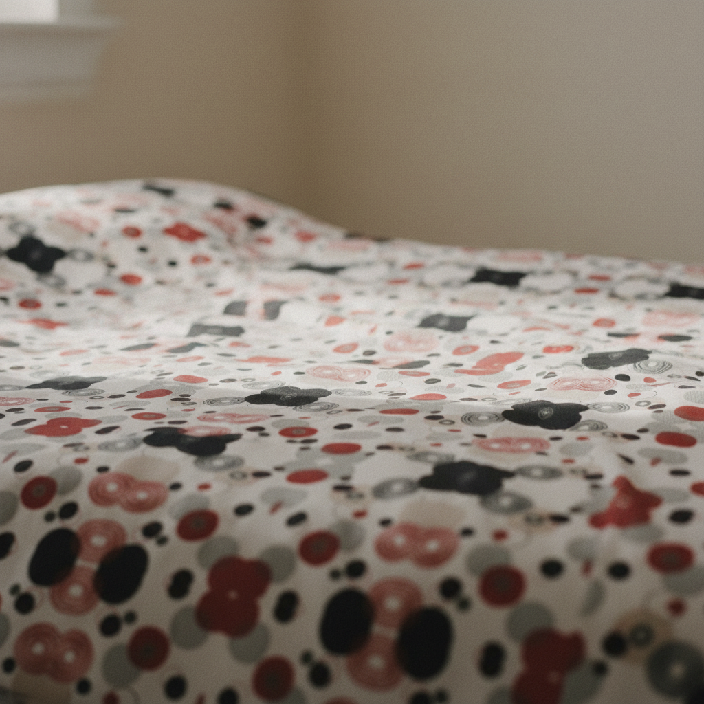 close up detail of the abstract circle pattern on soft microfiber fabric 
