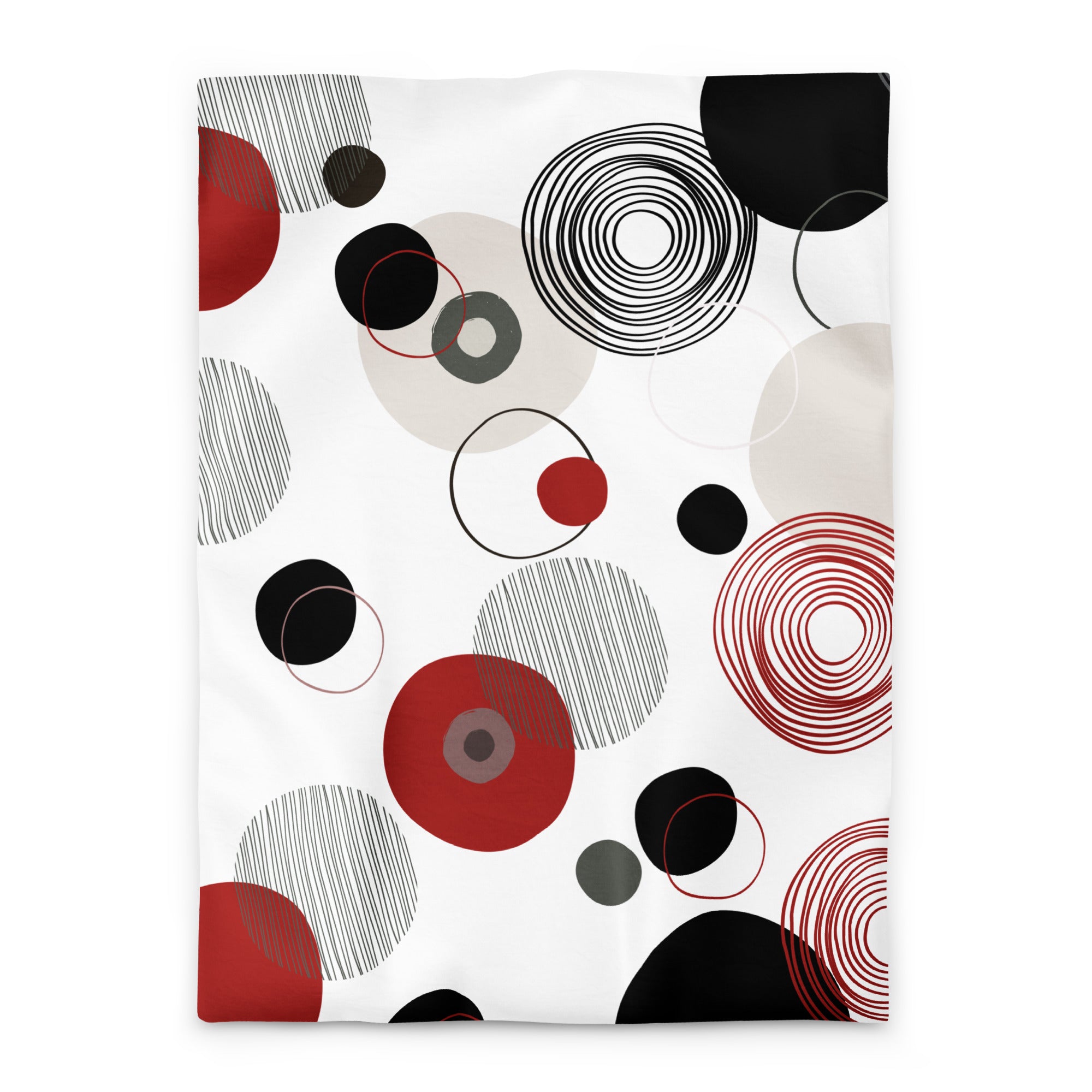 flat lay of lightweight breathable microfiber with an abstract circle design
