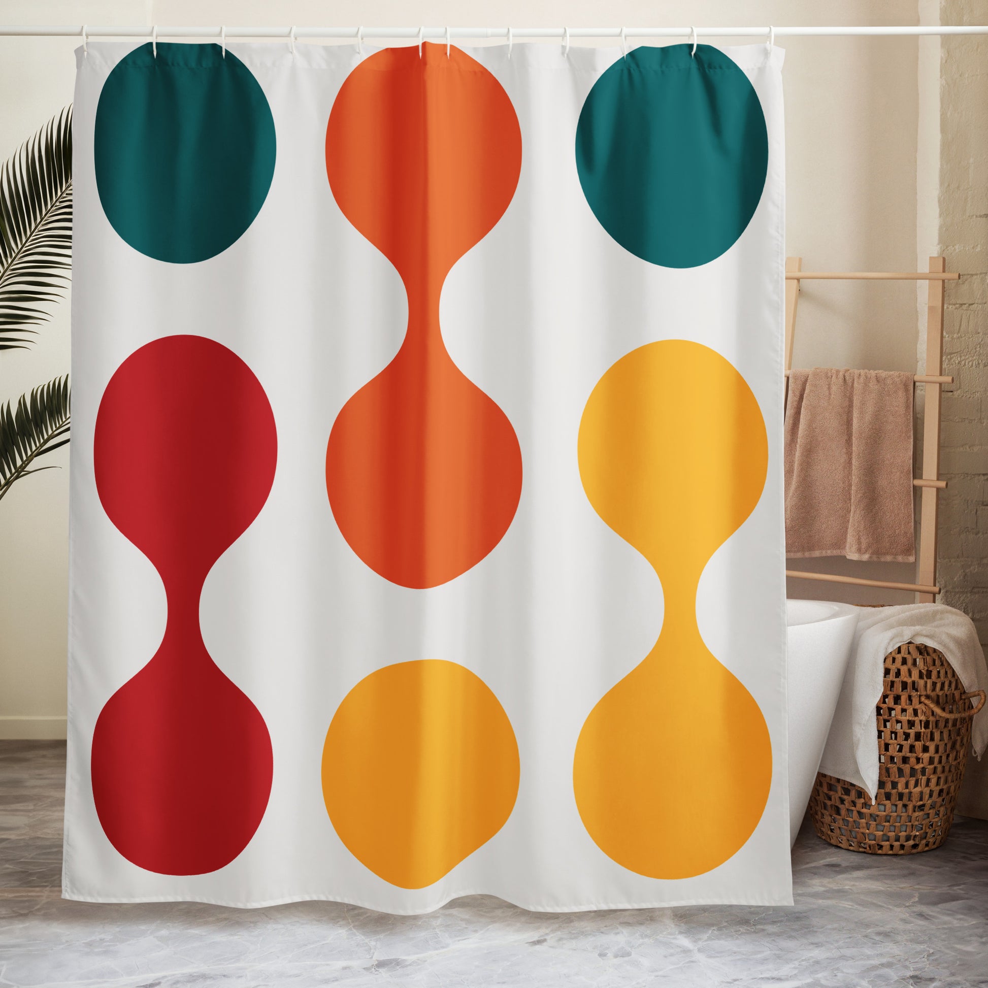 Fluid Polka Dotted Geometric Shower Curtain - Mirfia