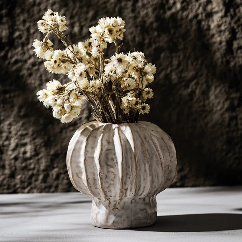 gourd short glazed ceramic vase 