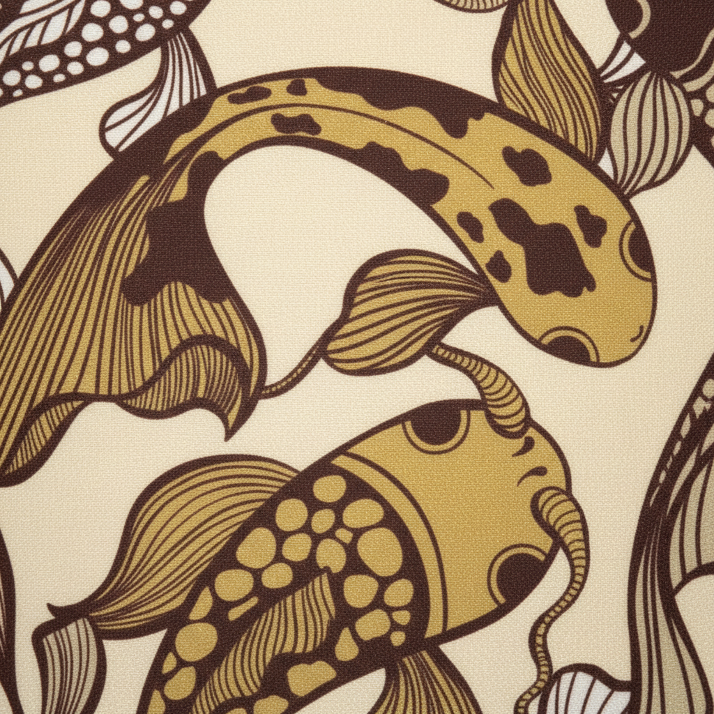 close up of koi silk pattern of throw pillow 