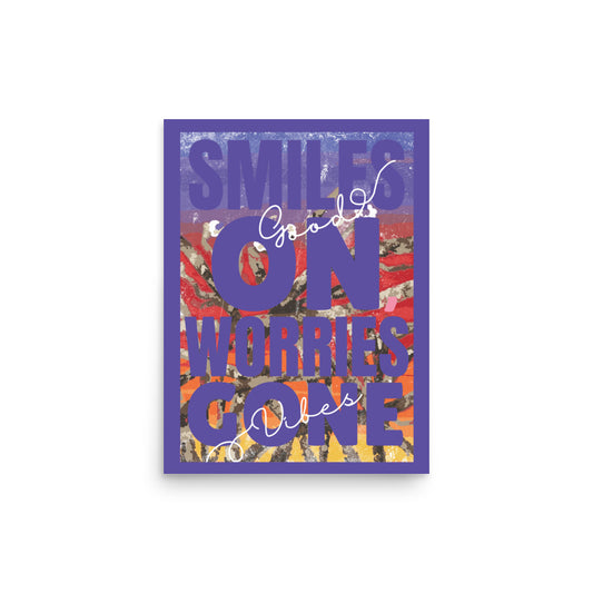 good vibes abstract wall art poster with modern inspirational typography and bold color 