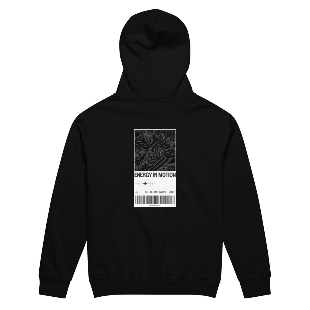 back view of urban graphic hoodie flat lay black