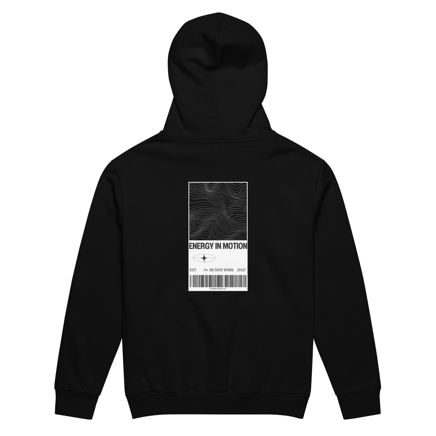 back view of urban graphic hoodie flat lay black