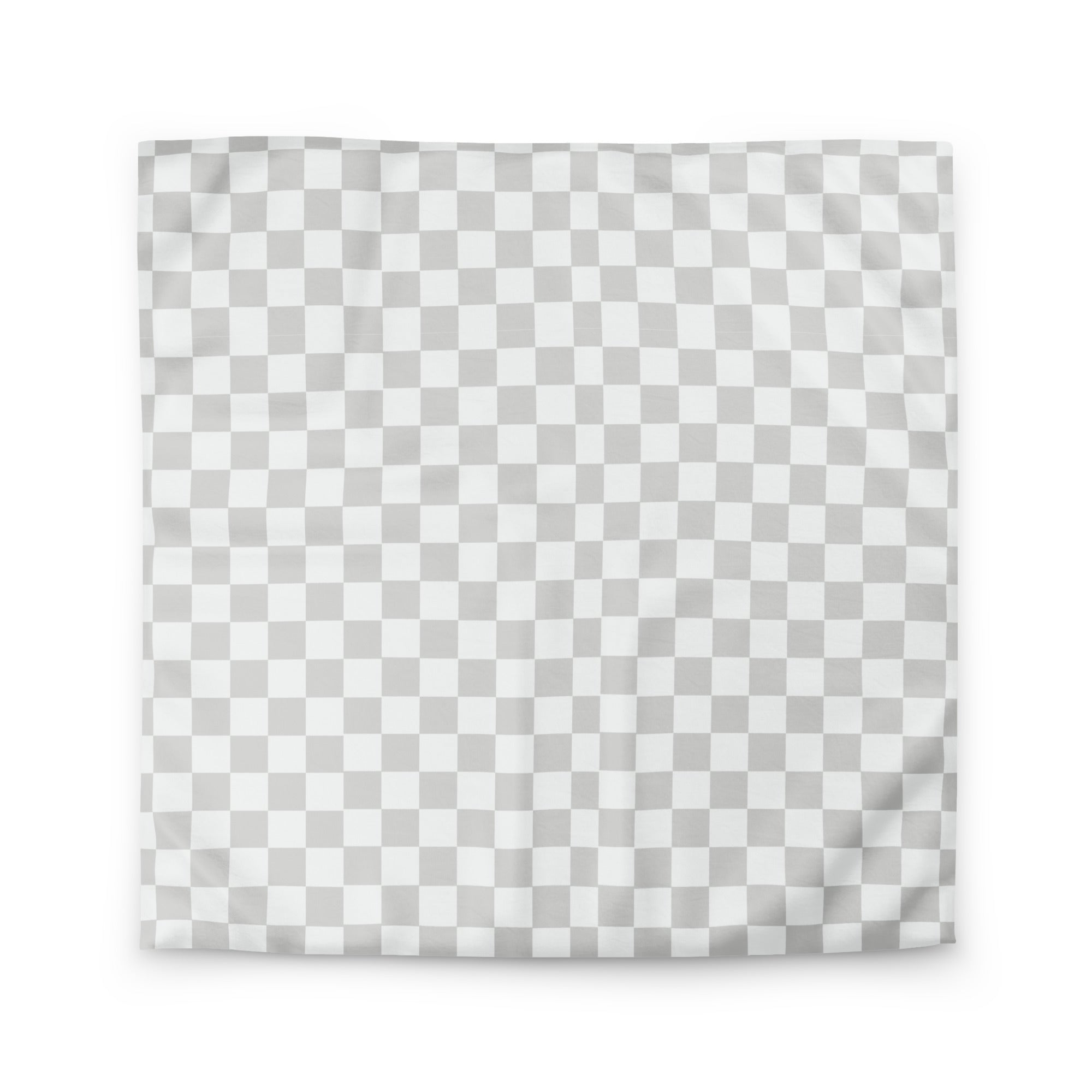 modern checkerboard print duvet with a reversible white back 