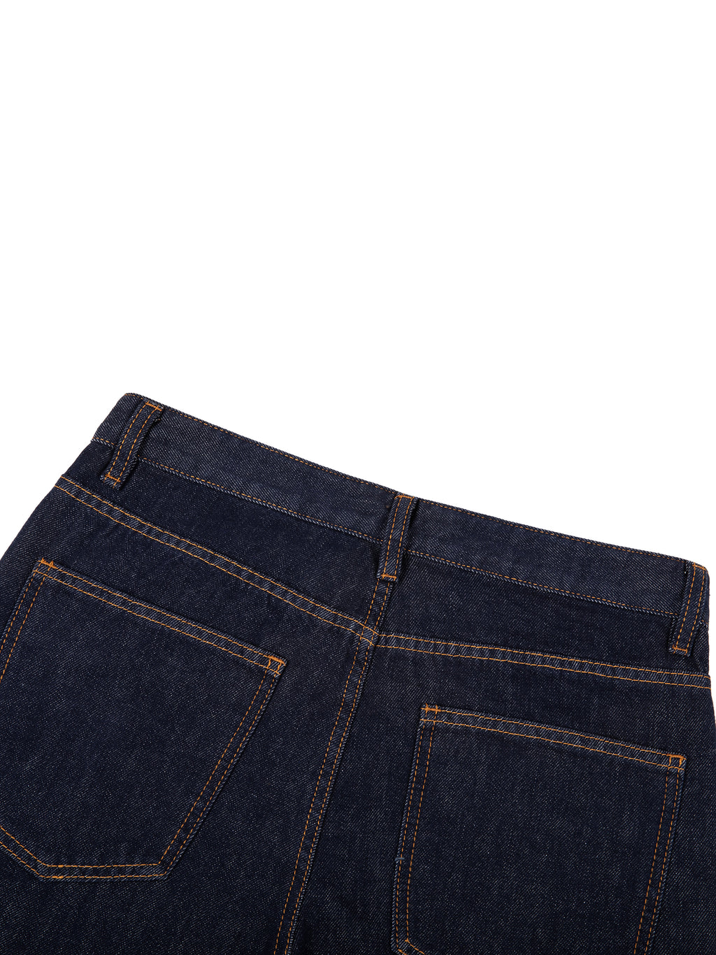 close up of heavy weight denim jeans back view 