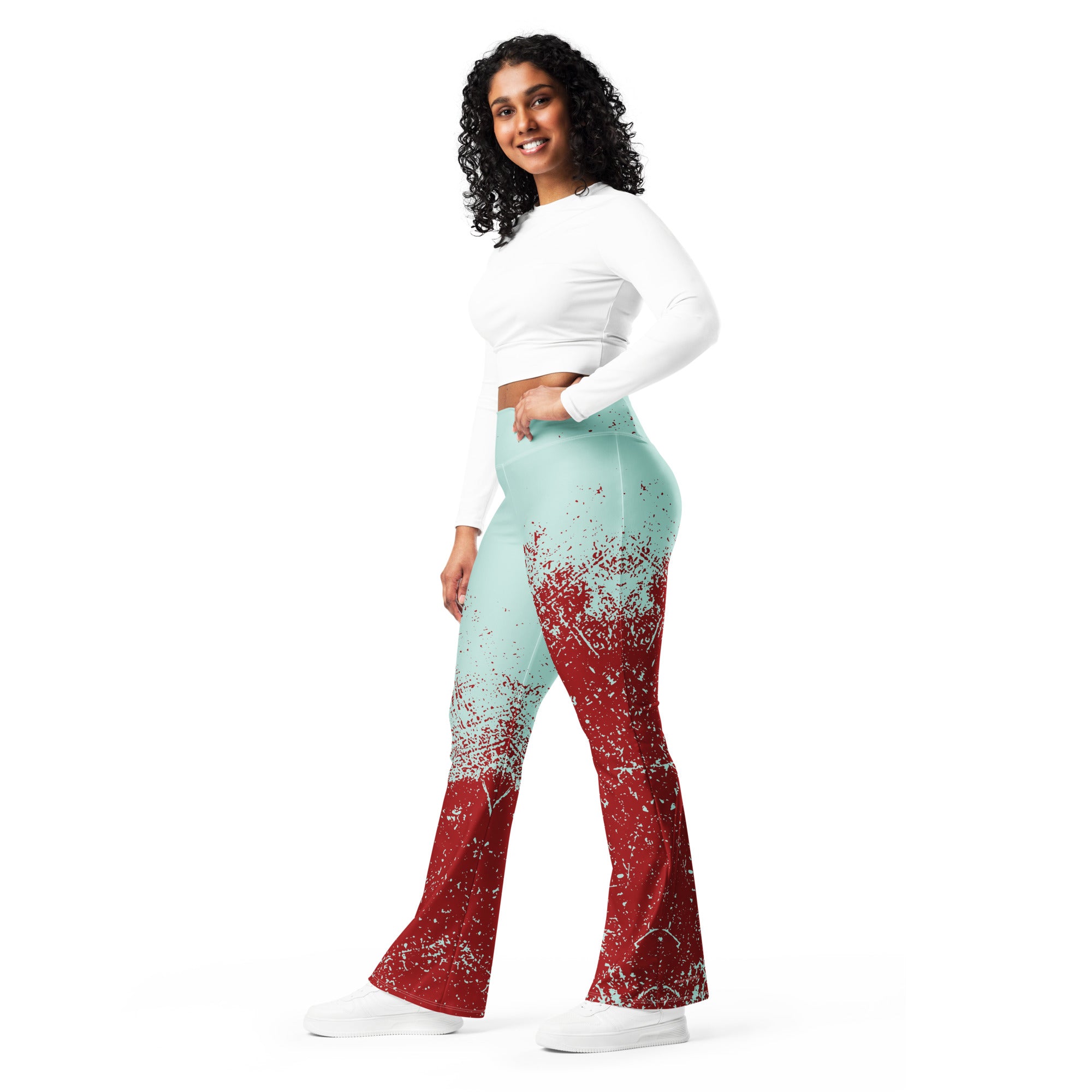 abstract print flare leggings 