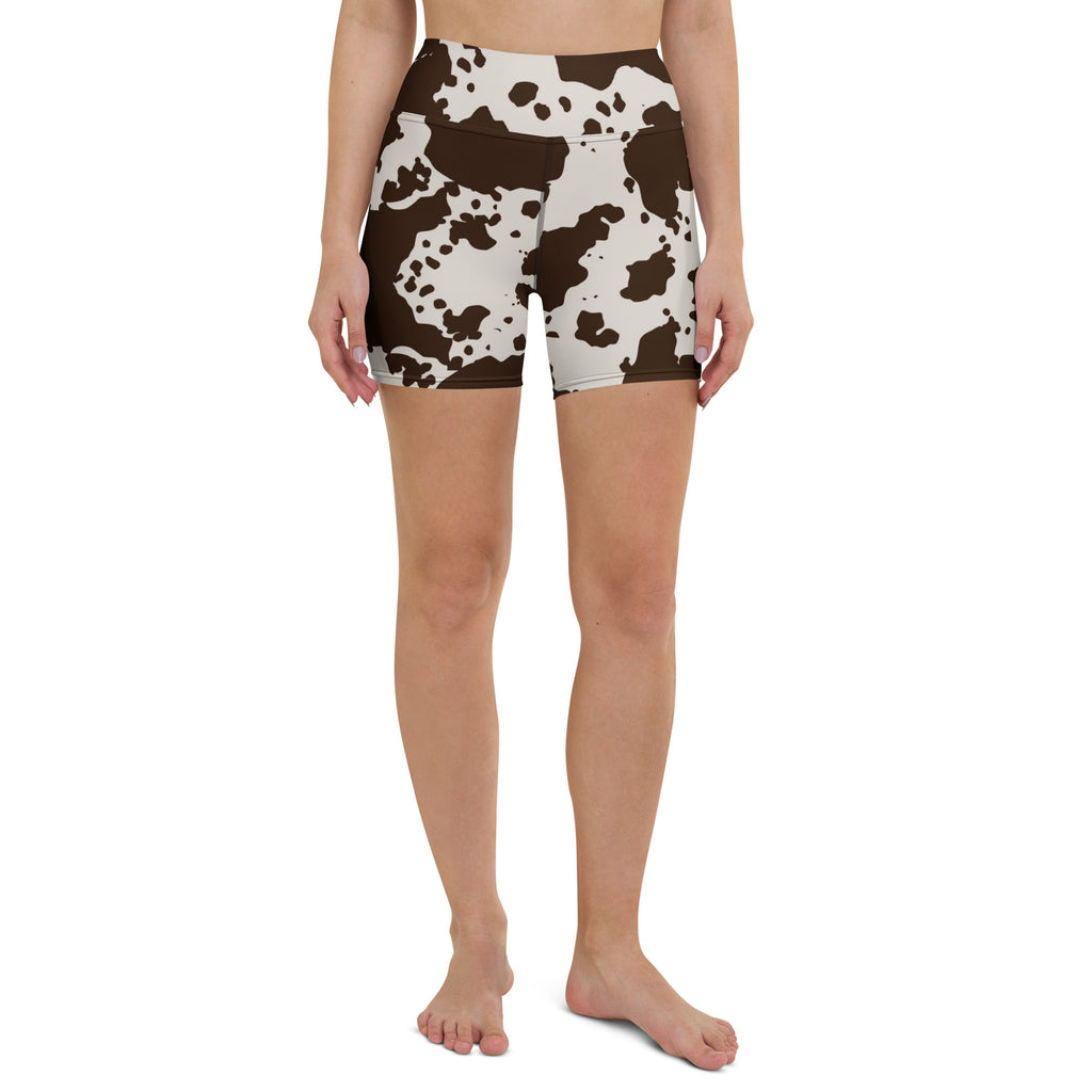 high waist yoga shorts front view