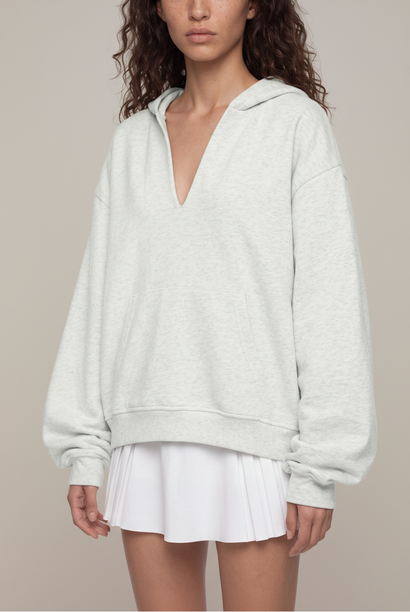 Hoodie — Front Upper Body Grey Studio
