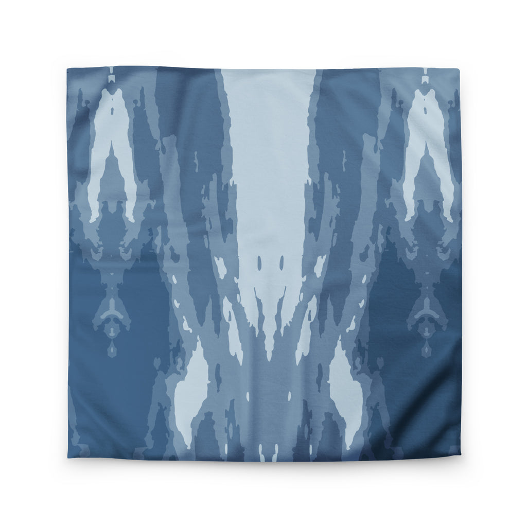 invisible zipper closure on a blue abstract microfiber duvet 