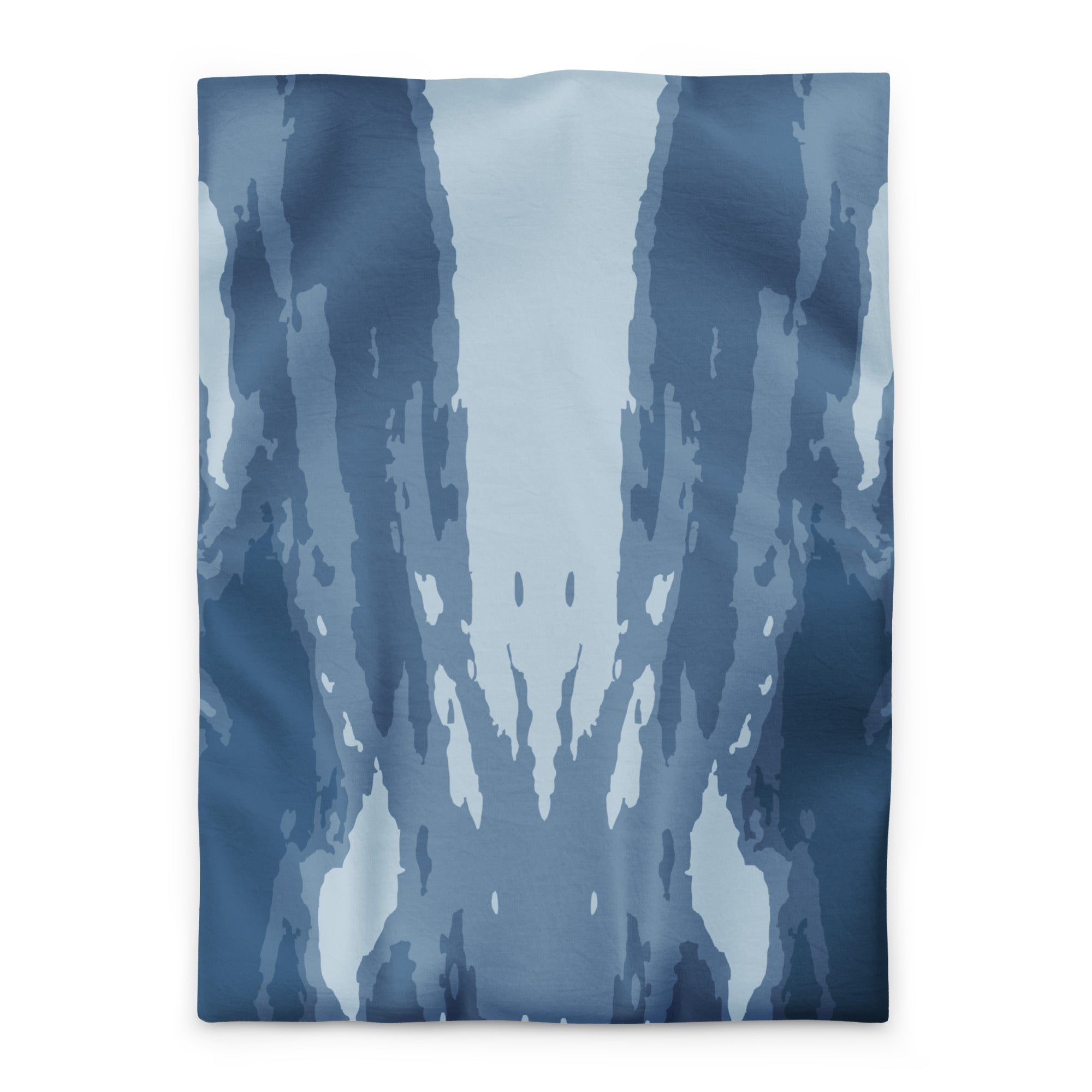 modern abstract art print duvet in deep indigo tones 
