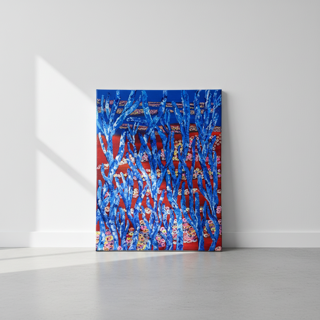 indigo rhythms original blue abstract painting 