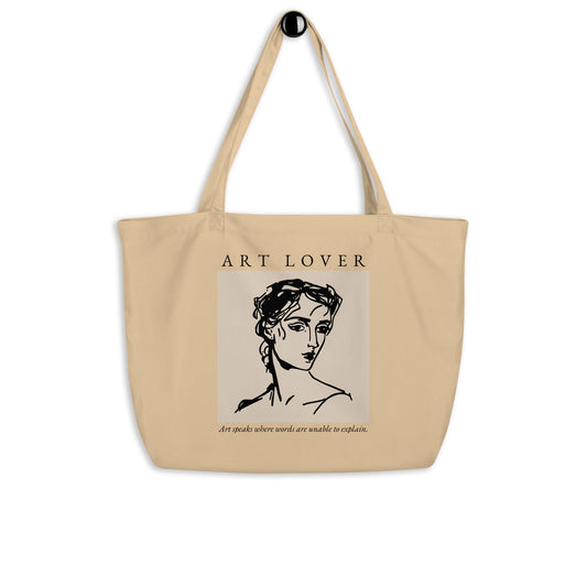 large organic cotton tote bag art tote 