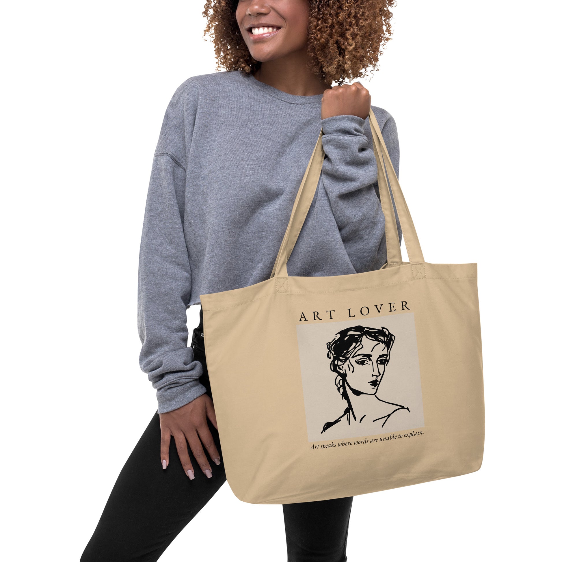 large organic cotton tote bag art tote 