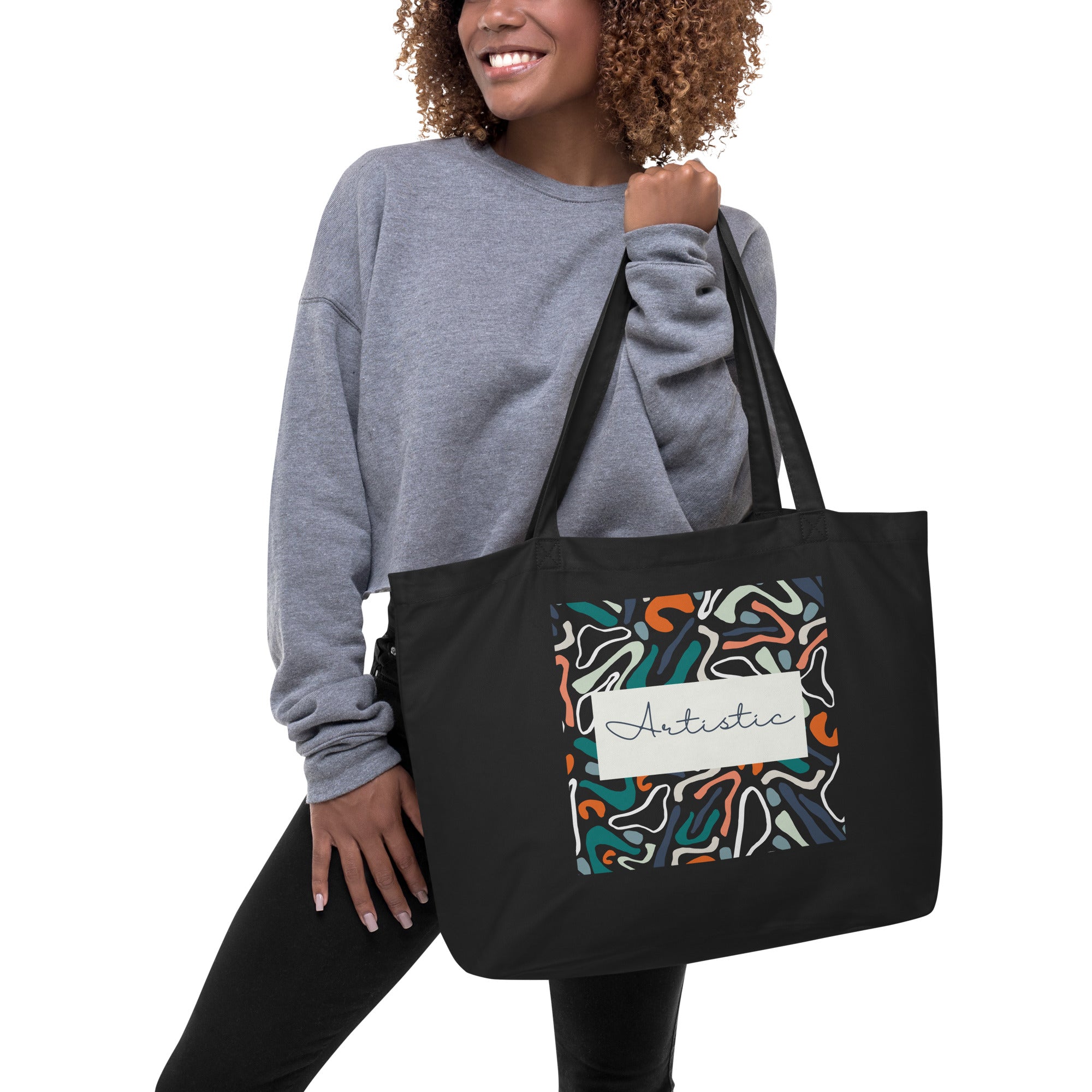 Large Organic Cotton Art Tote Bag - Mirfia