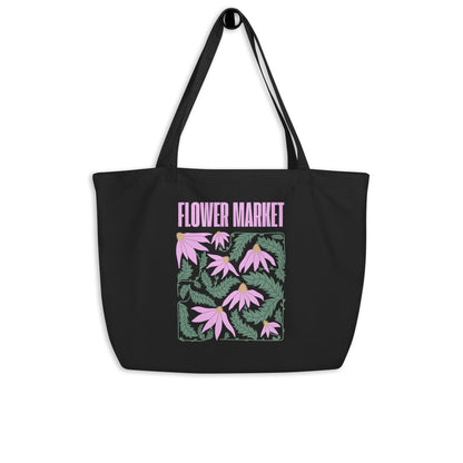 large organic cotton tote bag floral 