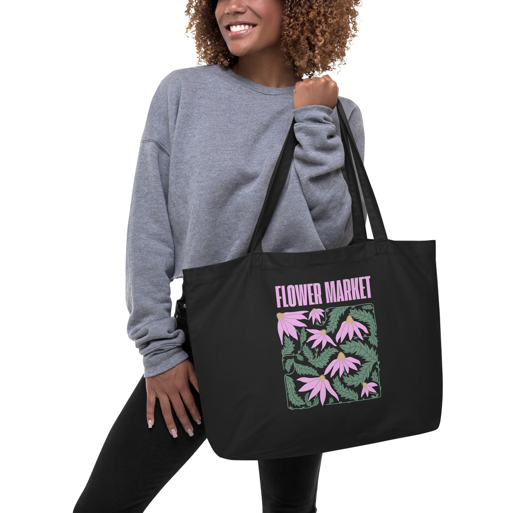 Large Organic Cotton Flower Tote Bag - Mirfia