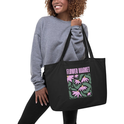 large organic cotton tote bag floral 