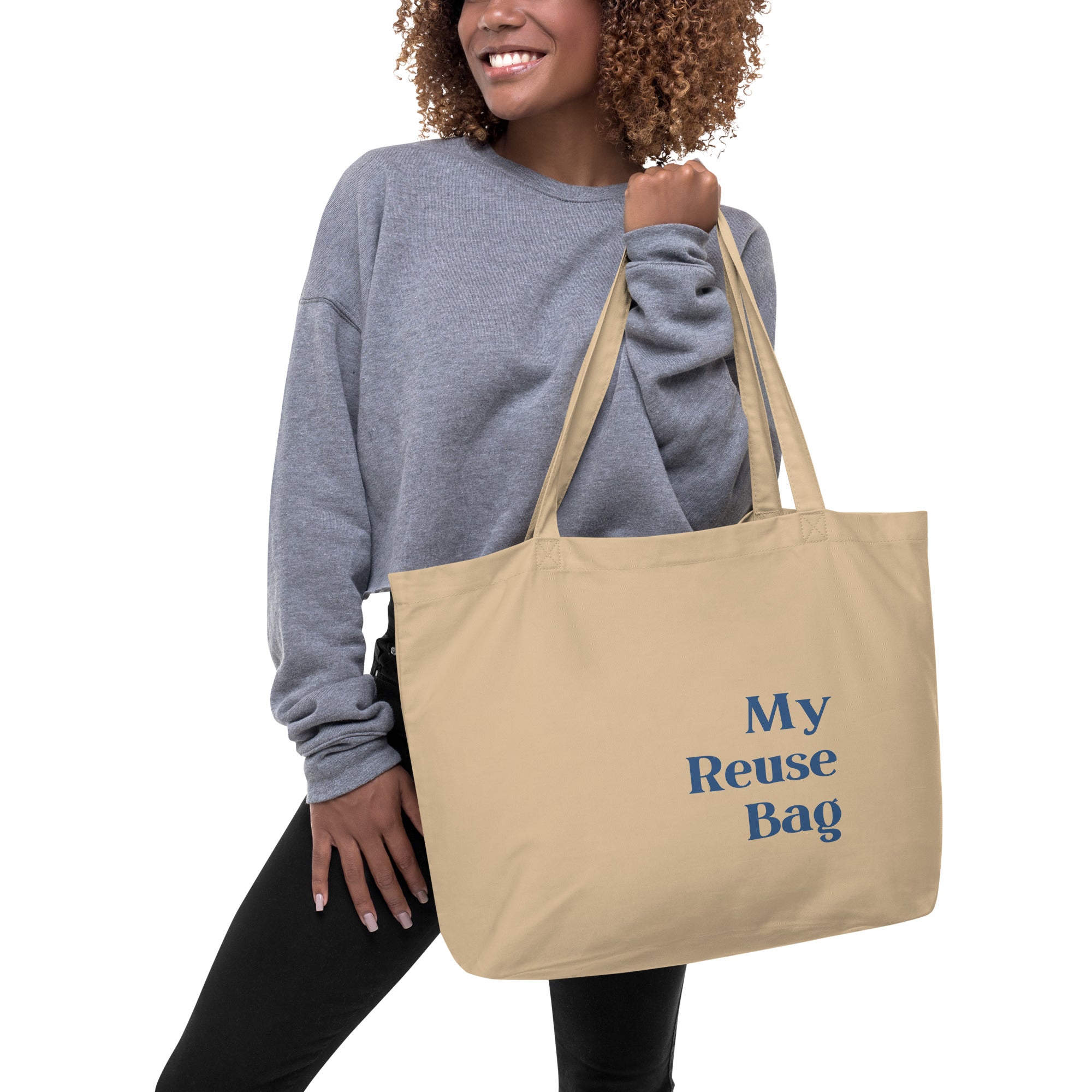 Large Organic Cotton Text Tote Bag - Mirfia