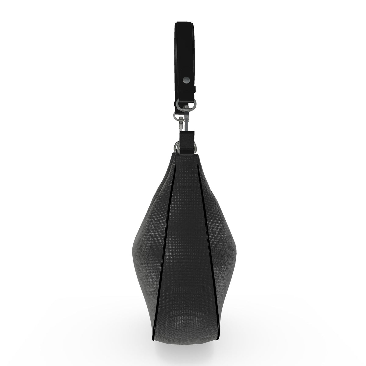 Leather Curve Black Hobo Bag
