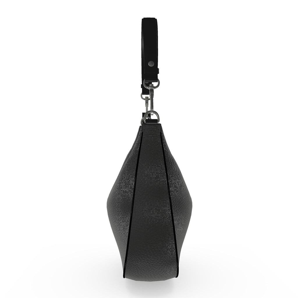 Leather Curve Black Hobo Bag