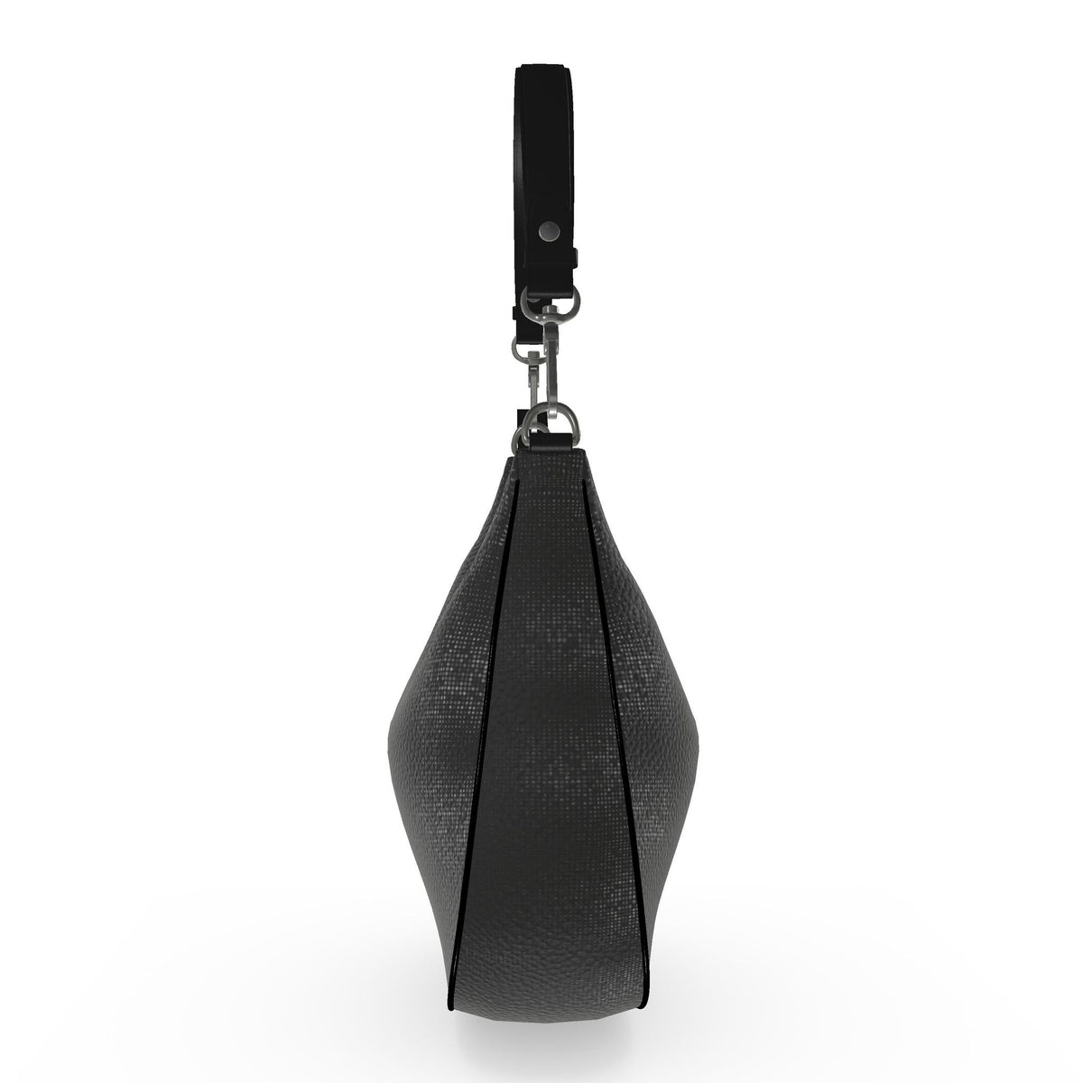 Leather Curve Black Hobo Bag