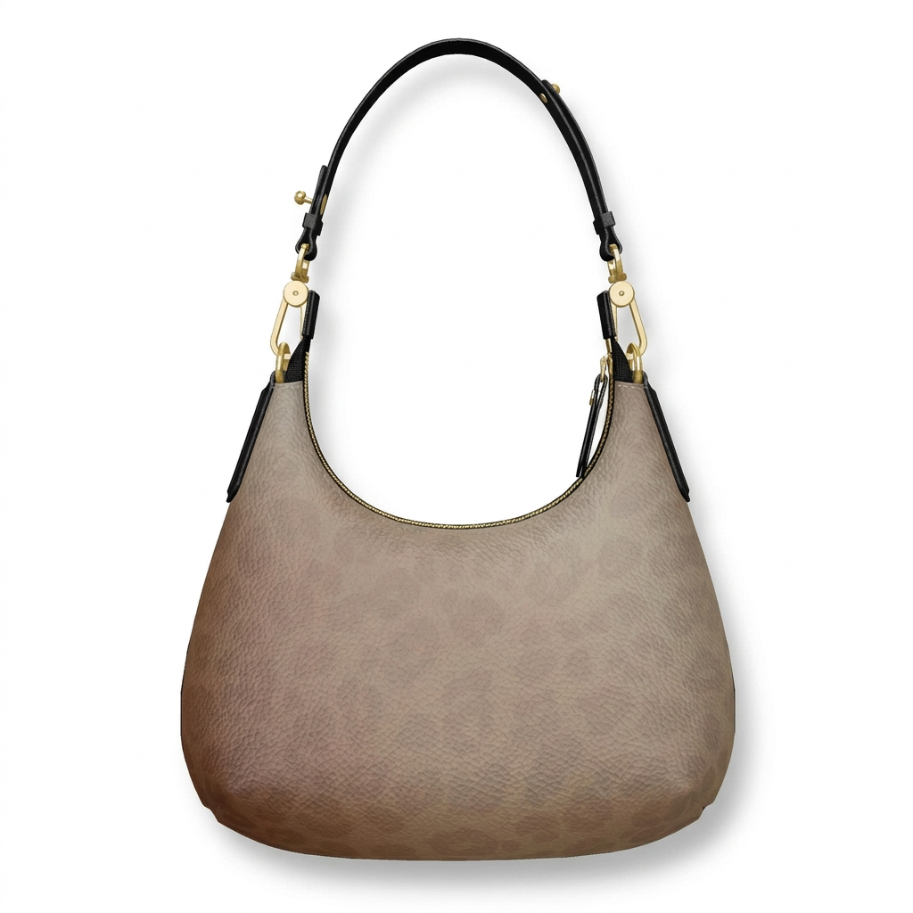 mini curved leopard print nappa leather hobo bag mockup 