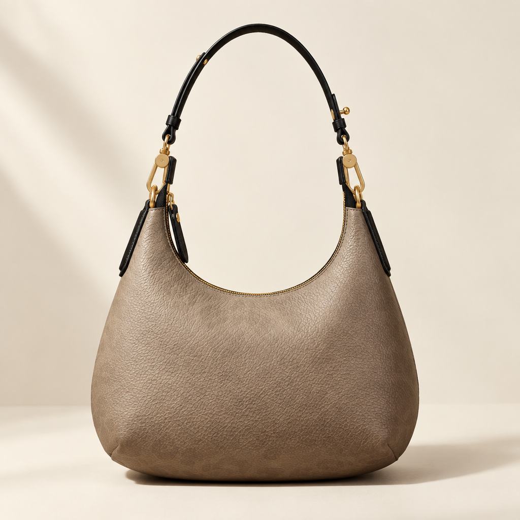 mini curved leopard print nappa leather hobo bag in brown