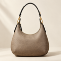 mini curved leopard print nappa leather hobo bag in brown
