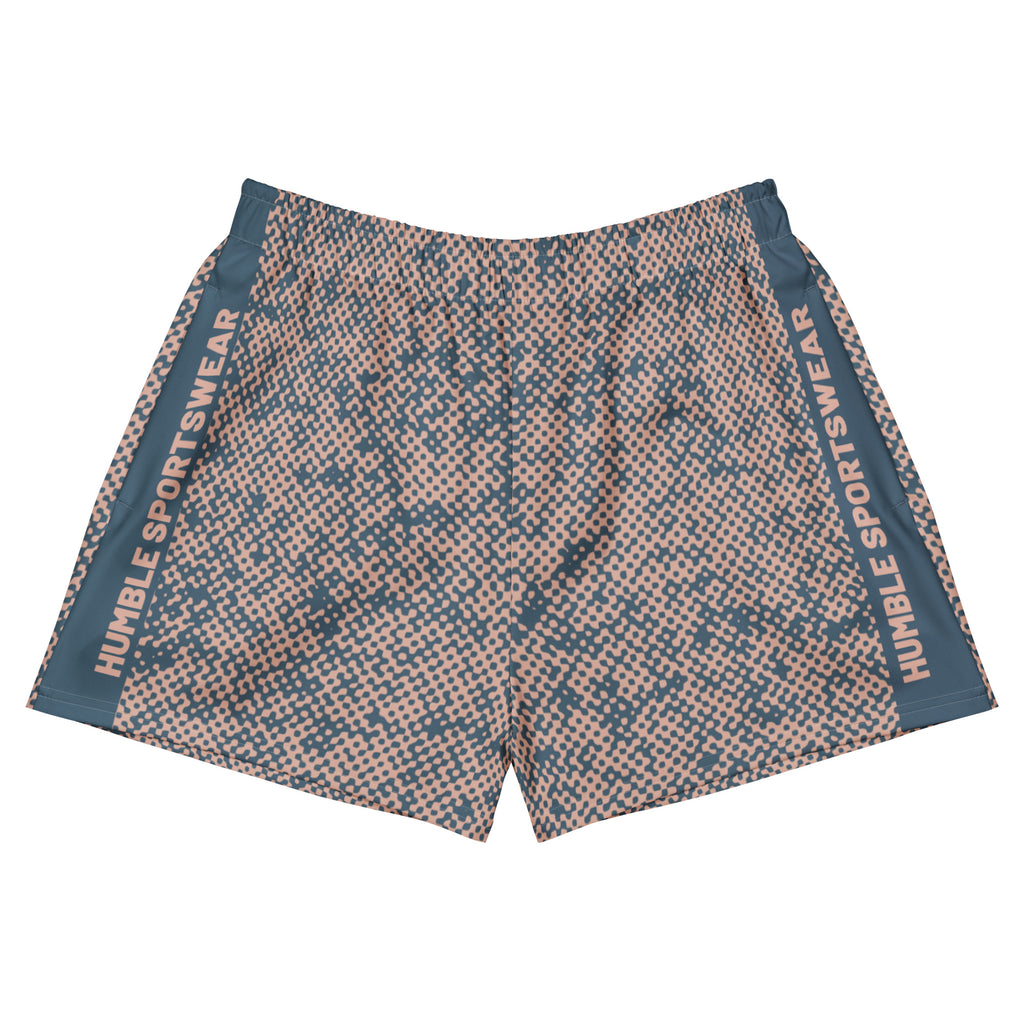 front view men's active shorts pink camo print