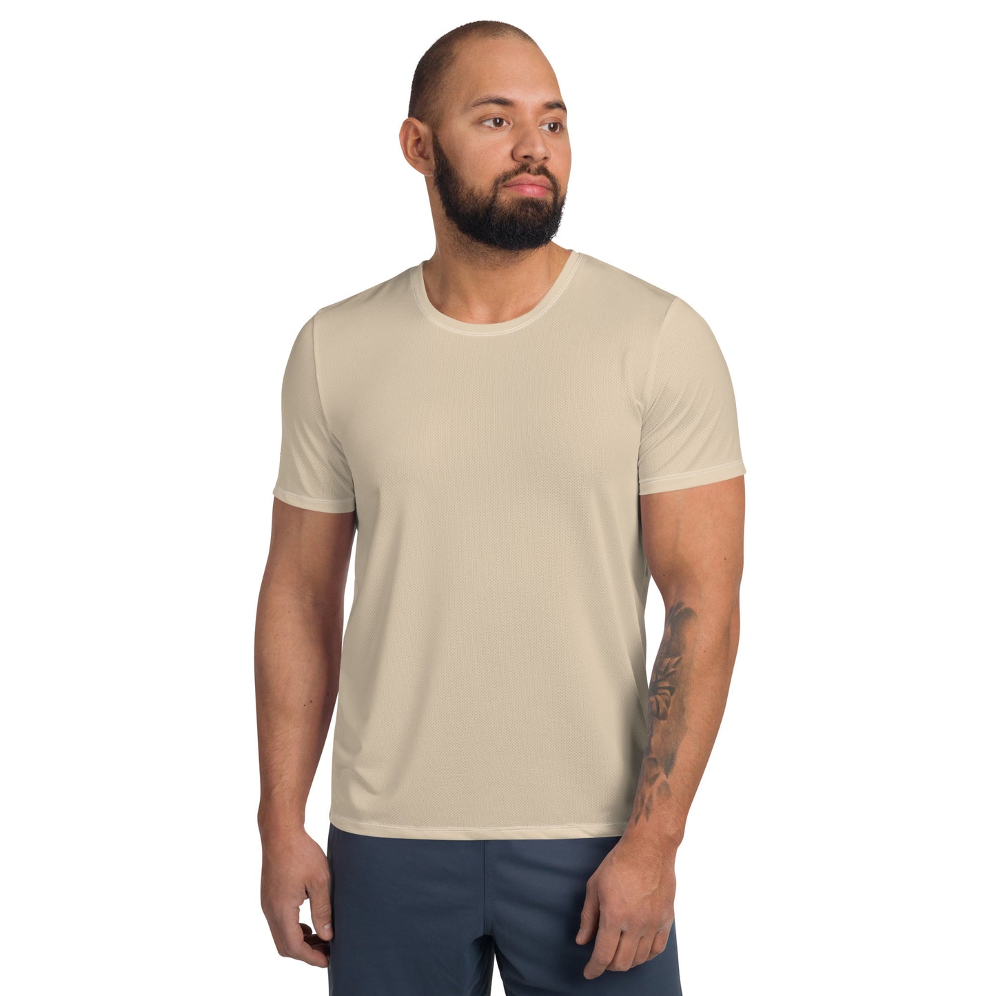 men's activewear mesh t-shirt beige