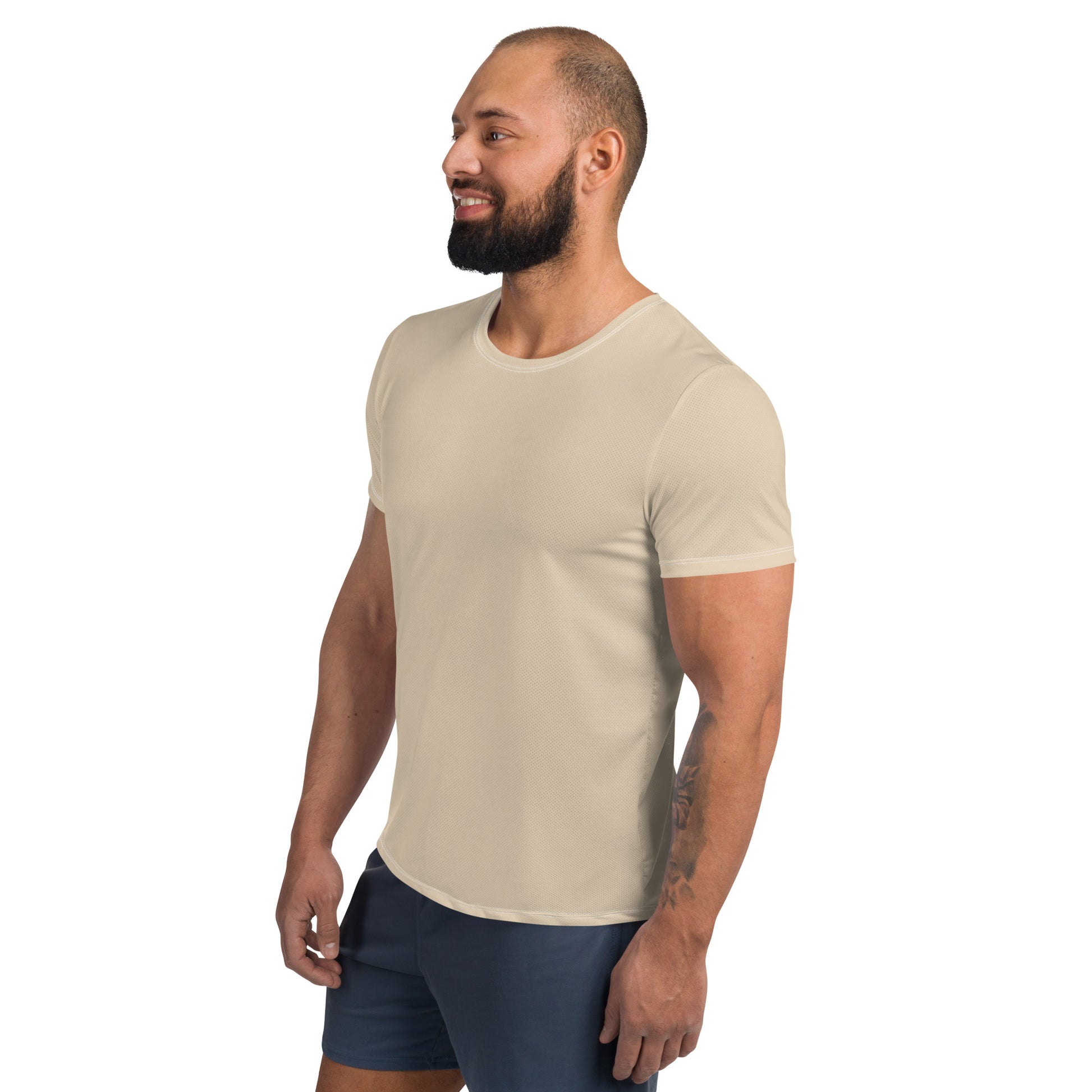 men's activewear mesh t-shirt beige