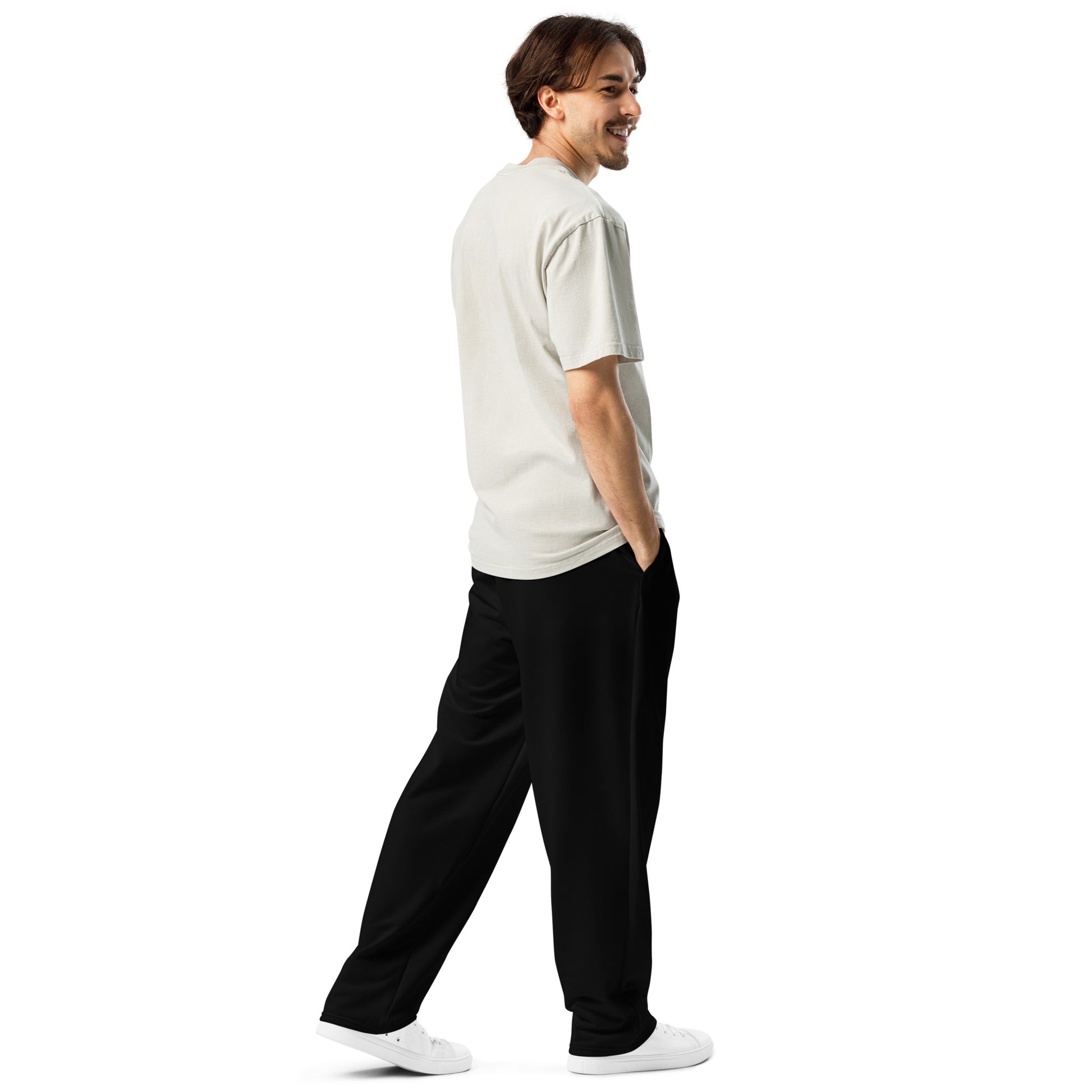 men's black wide-leg joggers with pockets