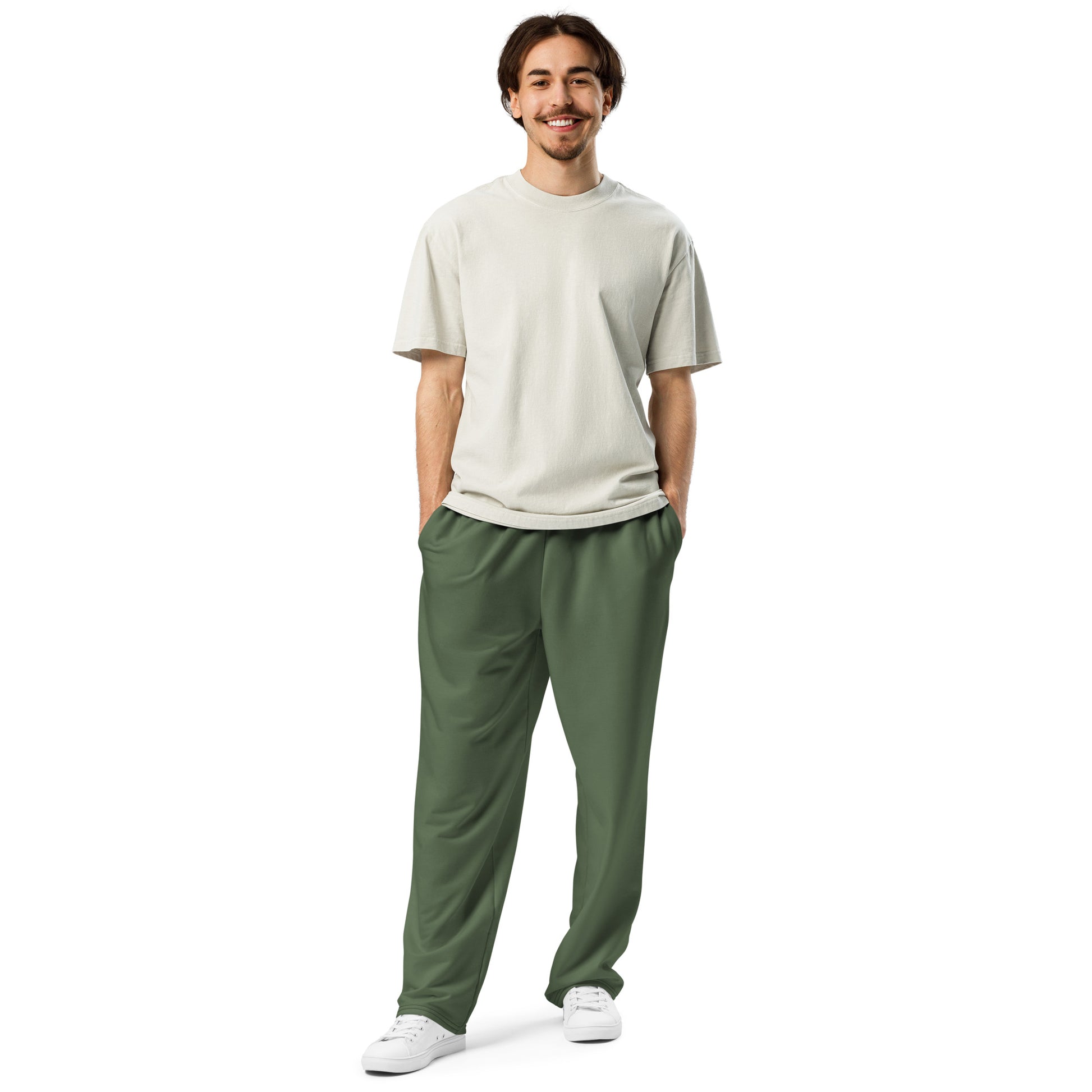 men's clover green wide-leg joggers with pockets 