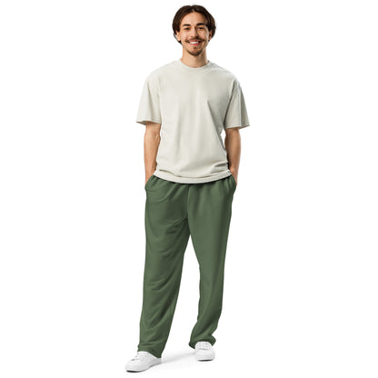 men's clover green wide-leg joggers with pockets 