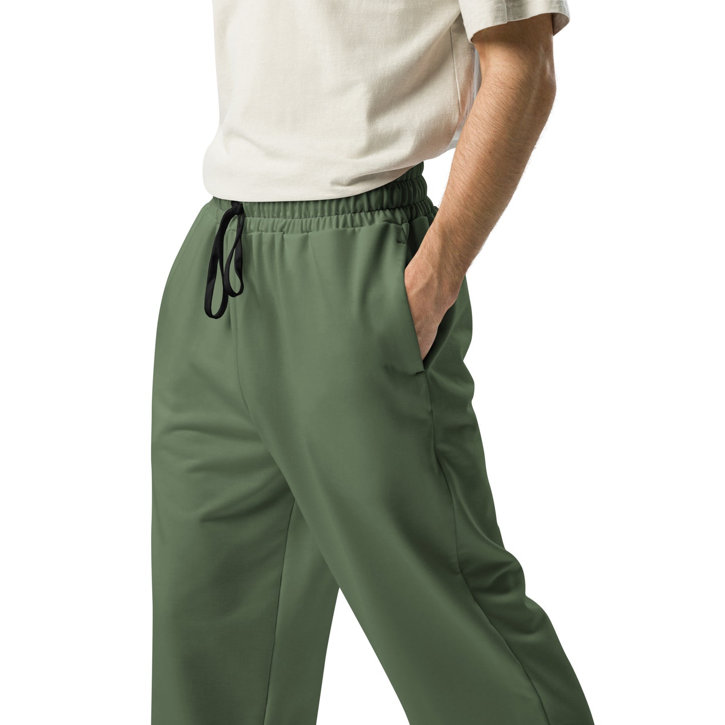 men's clover green wide-leg joggers with pockets 