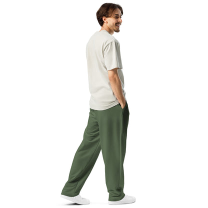 men's clover green wide-leg joggers with pockets 