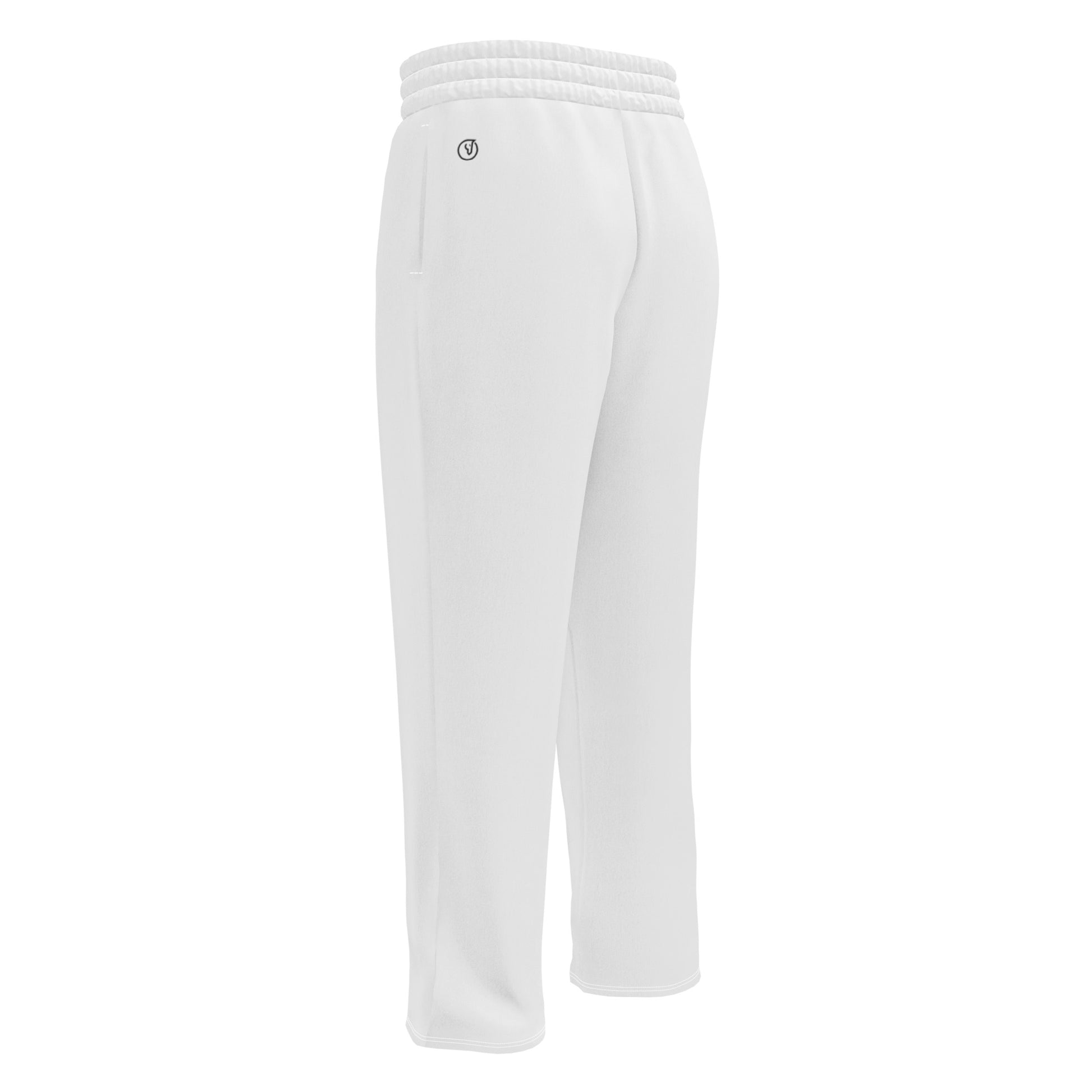 men's white loose fit wide leg sweatpants with pockets