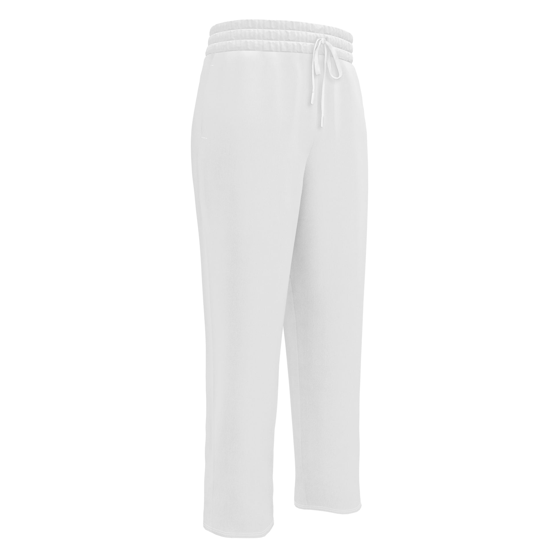 men's white loose fit wide leg sweatpants with pockets