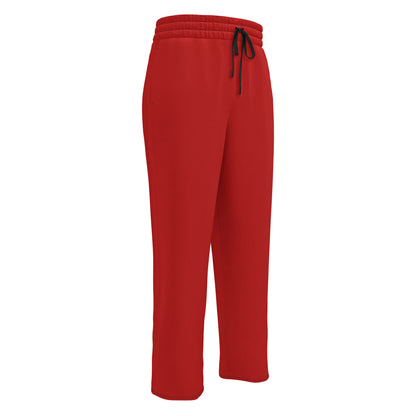 men's red wide-leg joggers with pockets