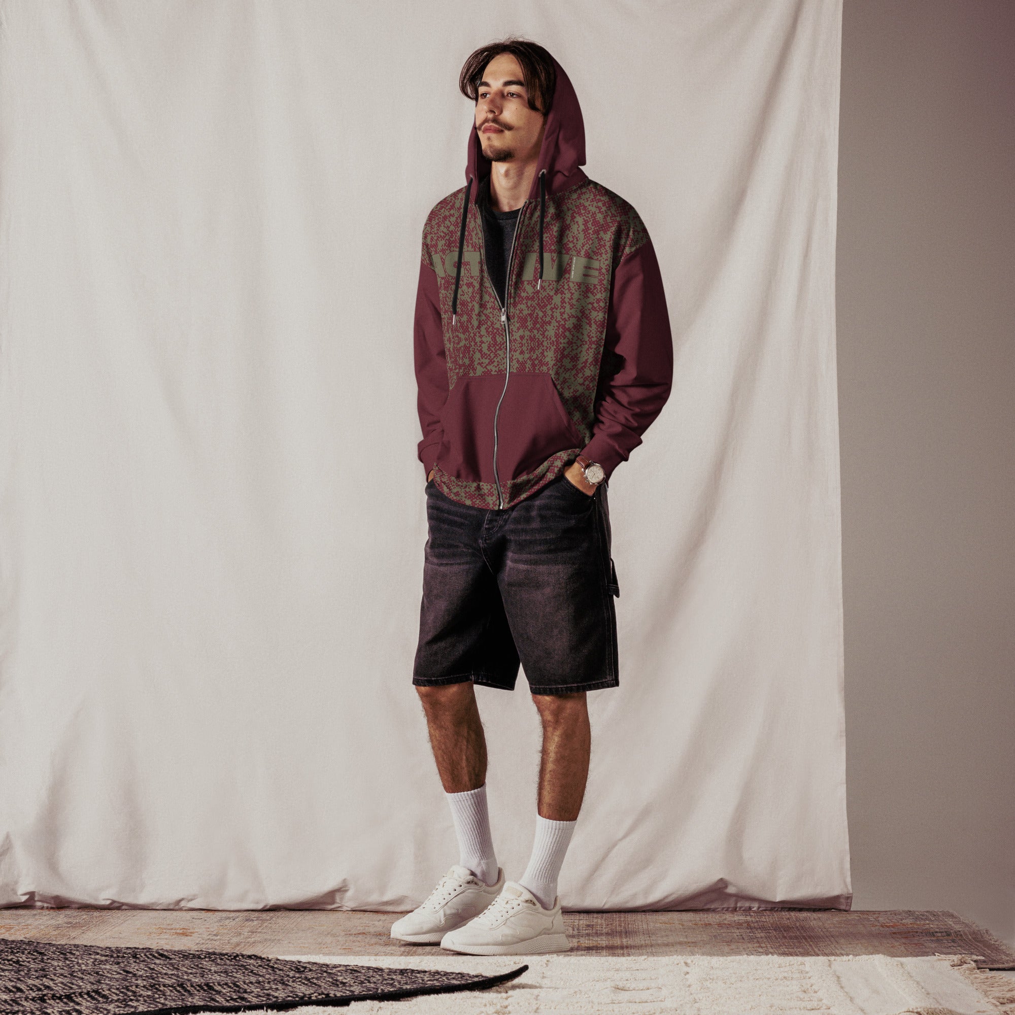 Humble Sportswear™ Men's Burgundy Active Zip Hoodie - Mirfia