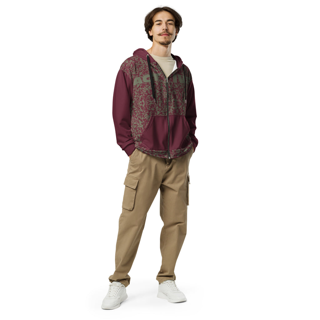 Humble Sportswear™ Men's Burgundy Active Zip Hoodie - Mirfia