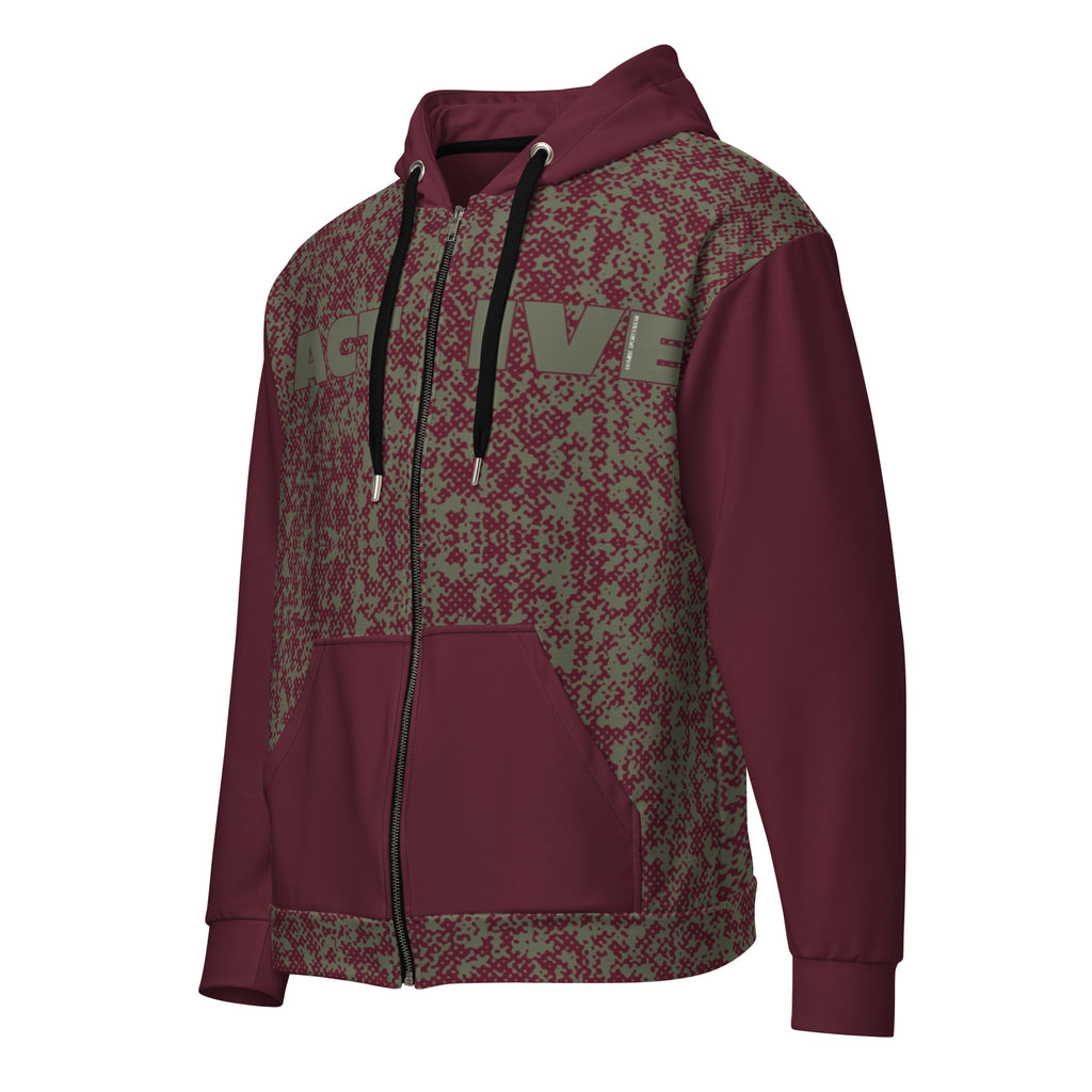 Humble Sportswear™ Men's Burgundy Active Zip Hoodie - Mirfia