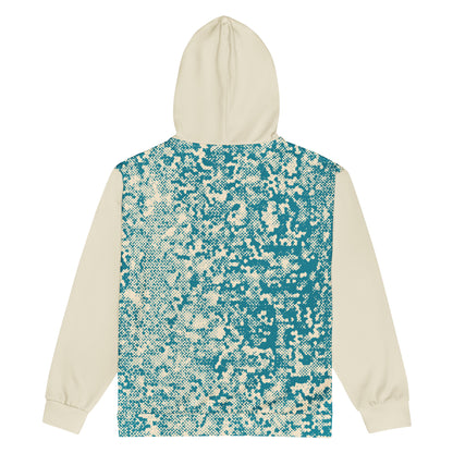 recycled all over print green zip hoodie 